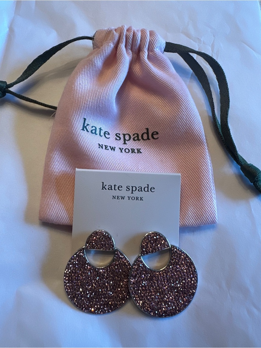 kate spade Pink Glitter Round Drop Earrings